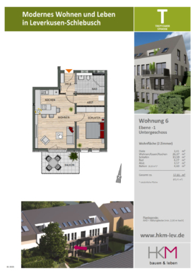 Großzügige 2-Zimmer Wohnung im Neubauprojekt TREPTOWER STRAßE! 51375 Leverkusen, Etagenwohnung