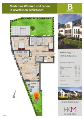 Ihre Barrierefreie Eigentumswohnung mit Gartenanteil und 2 Terrassen zentral in Schlebusch 51375 Leverkusen, Erdgeschosswohnung