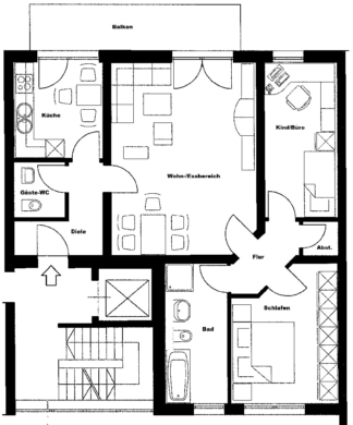 Schicke 3-Zimmer-Wohnung mit Balkon und TG-Stellplatz in zentraler Lage von Schlebusch 51375 Leverkusen, Etagenwohnung