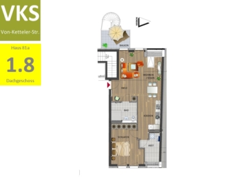 moderne Ausstattung trifft traumhafte Aussicht: 2-Zimmer im Dachgeschoss mit Außenstellpatz 51371 Leverkusen, Etagenwohnung
