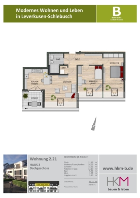 moderne Dachgeschosswohnung mit guter Anbindung nach Köln 51375 Leverkusen, Dachgeschosswohnung