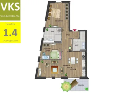 großzügig Wohnen mit guter Anbindung nach Köln: Sonnenbalkon und Tiefgaragenstellplatz inklusive 51371 Leverkusen, Etagenwohnung