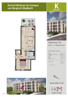 Moderne 2-Zimmer Eigentumswohnung oder Kapitalanlage – Wohnen am ISOTEC-Campus 51465 Bergisch Gladbach, Etagenwohnung