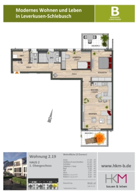 geschickt geschnittene 3-Zimmer-Wohnung mit Sonnenbalkon 51375 Leverkusen, Etagenwohnung