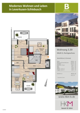 3-Zimmer-Wohnung im Dachgeschoss mit Loggia 51375 Leverkusen, Etagenwohnung